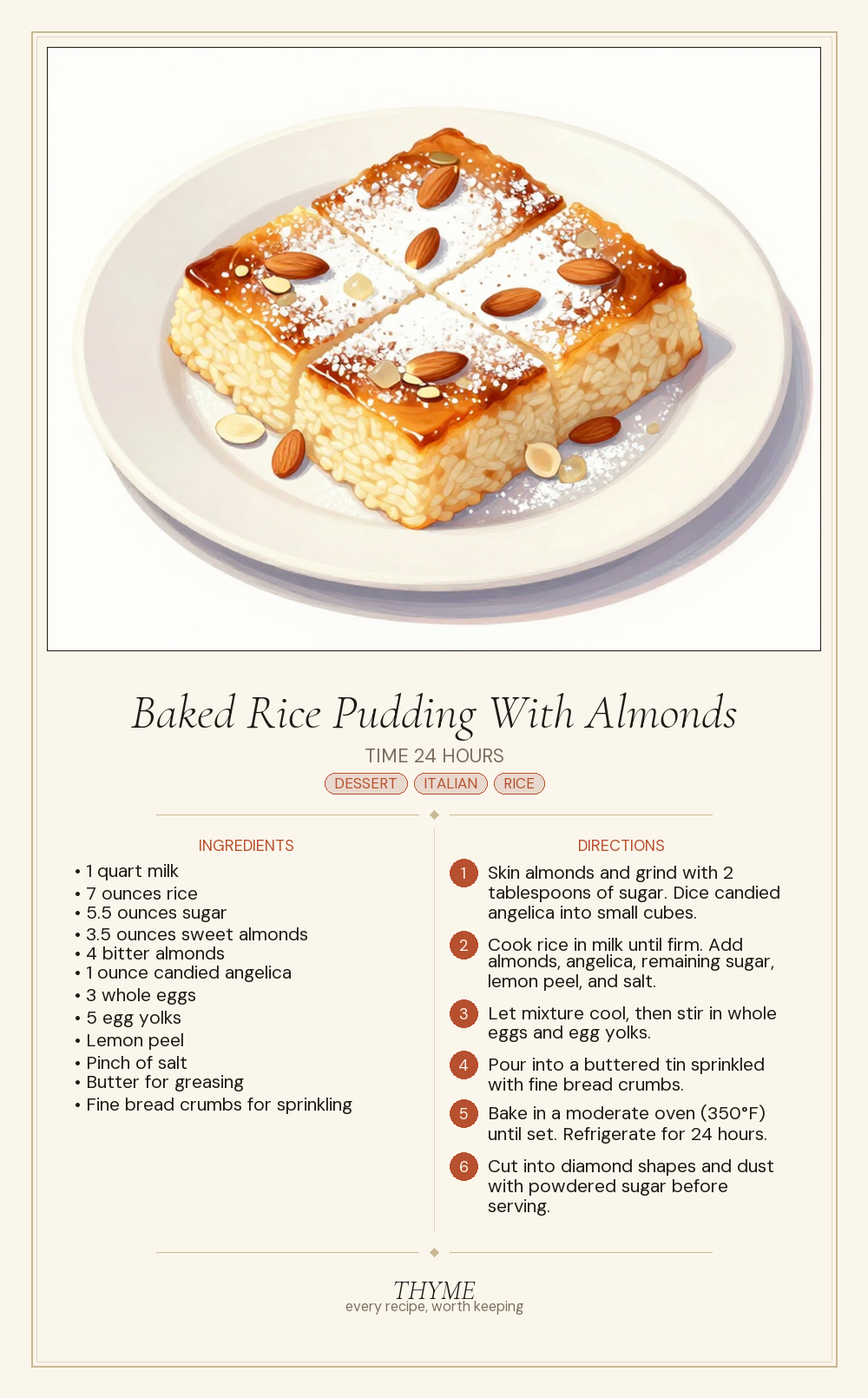 Baked Rice Pudding With Almonds