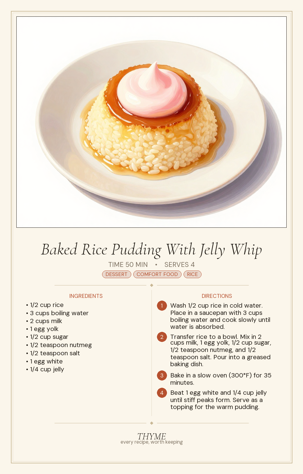 Baked Rice Pudding With Jelly Whip