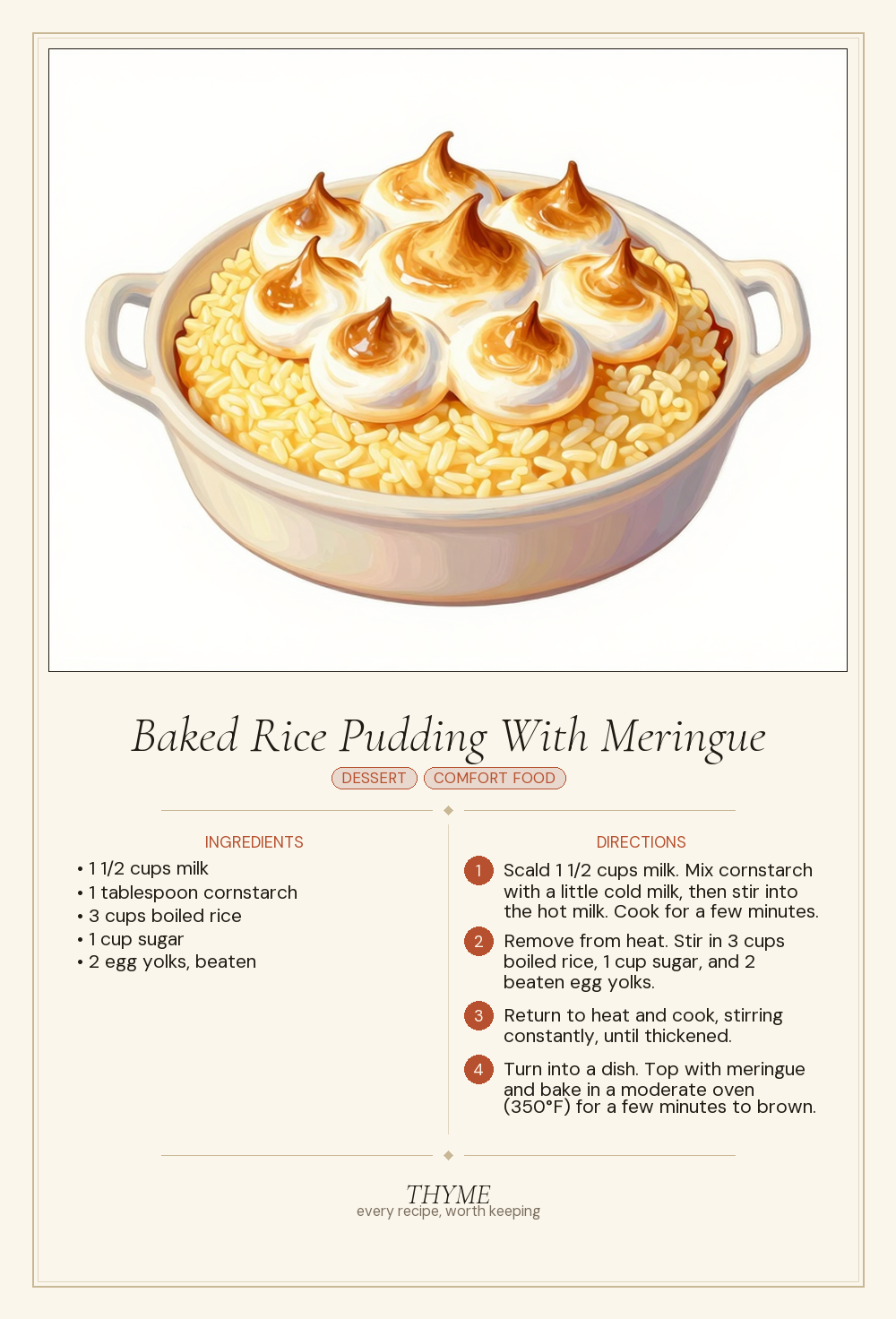 Baked Rice Pudding With Meringue