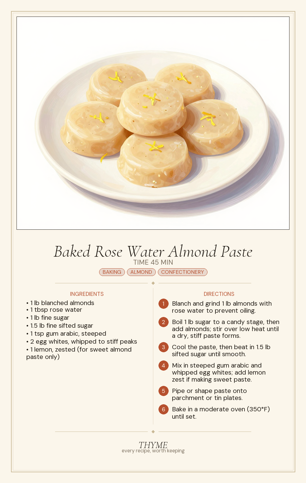Baked Rose Water Almond Paste