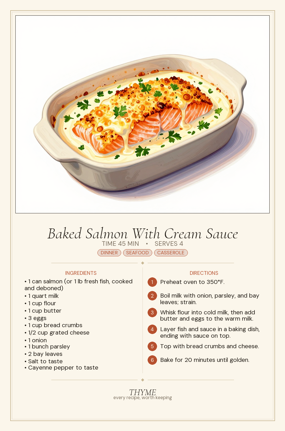 Baked Salmon With Cream Sauce