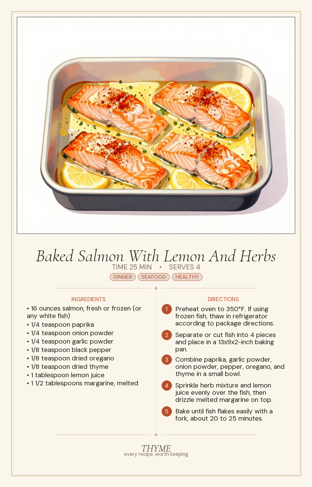 Baked Salmon With Lemon And Herbs