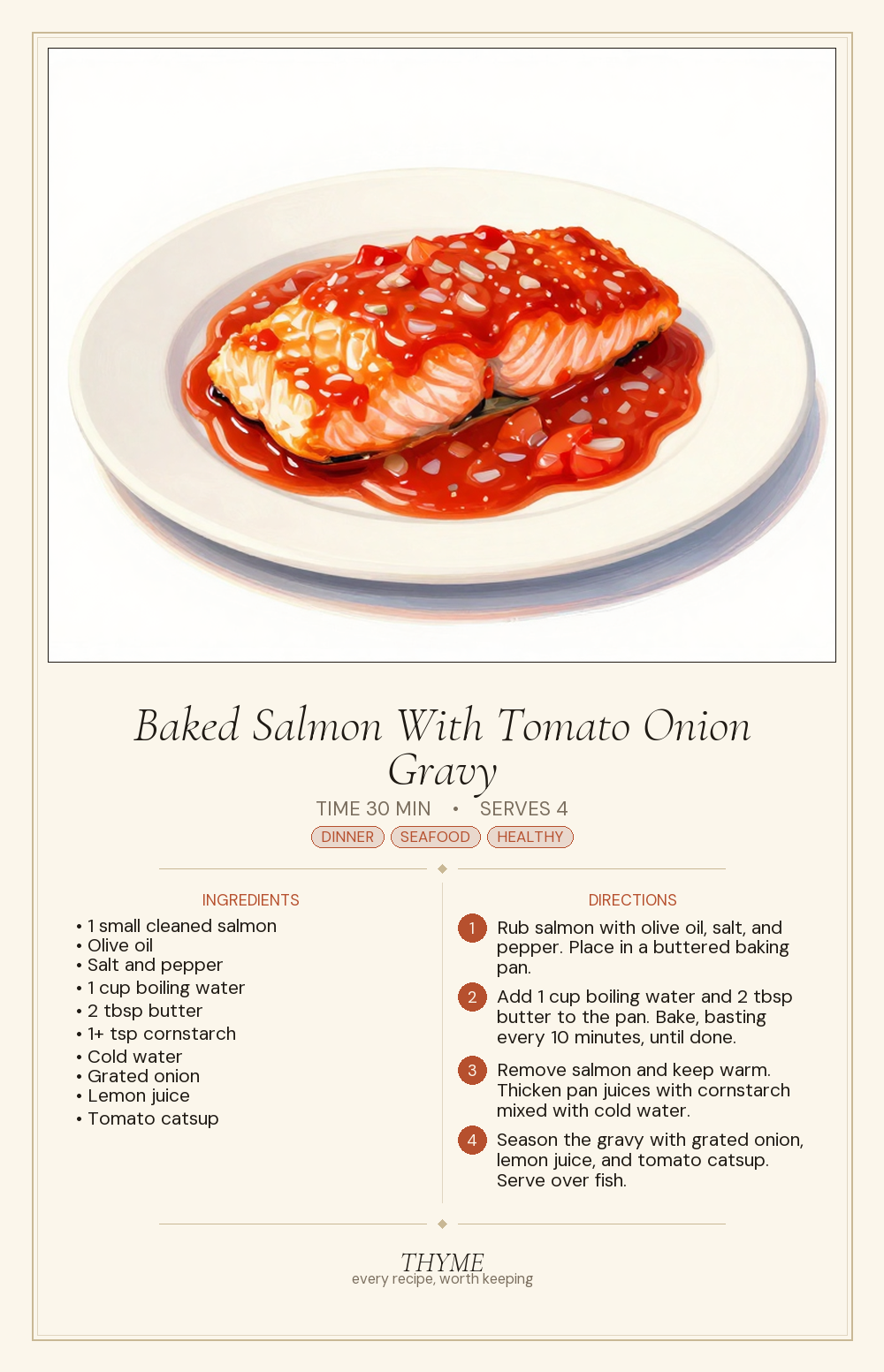 Baked Salmon With Tomato Onion Gravy