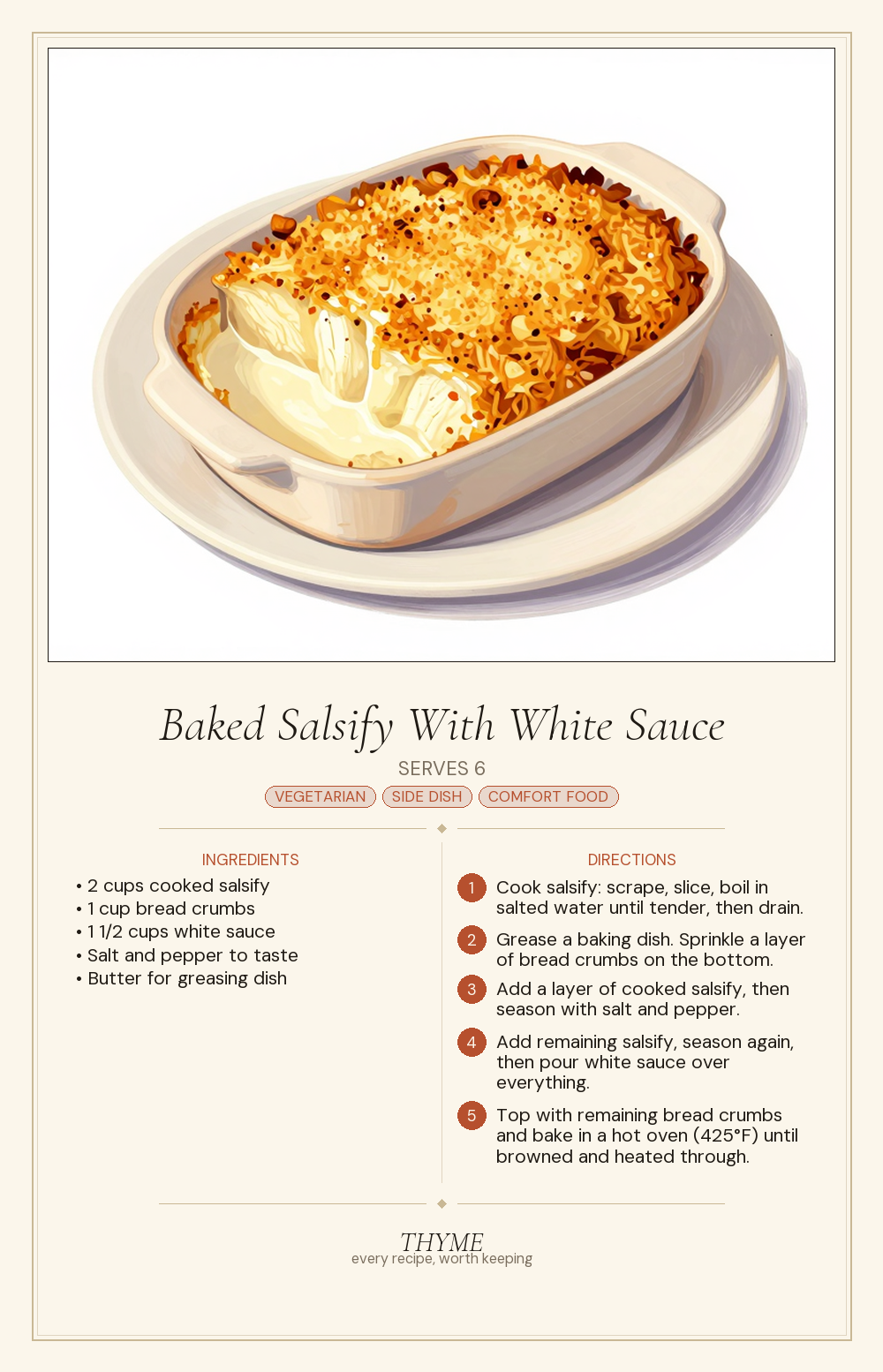 Baked Salsify With White Sauce