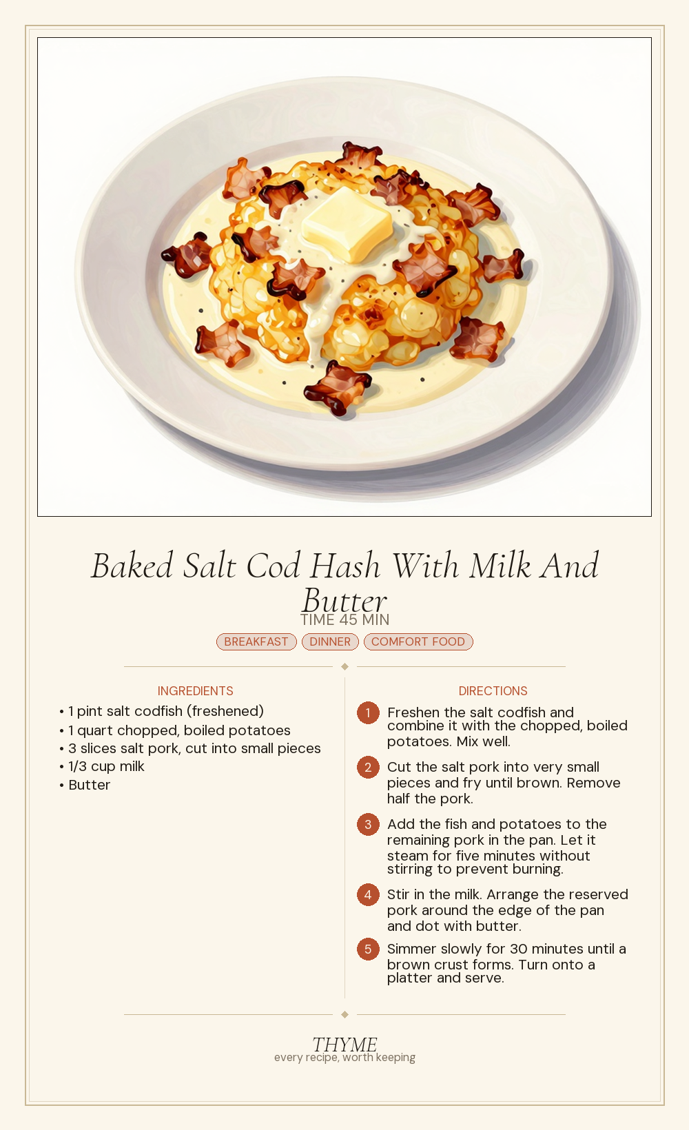 Baked Salt Cod Hash With Milk And Butter