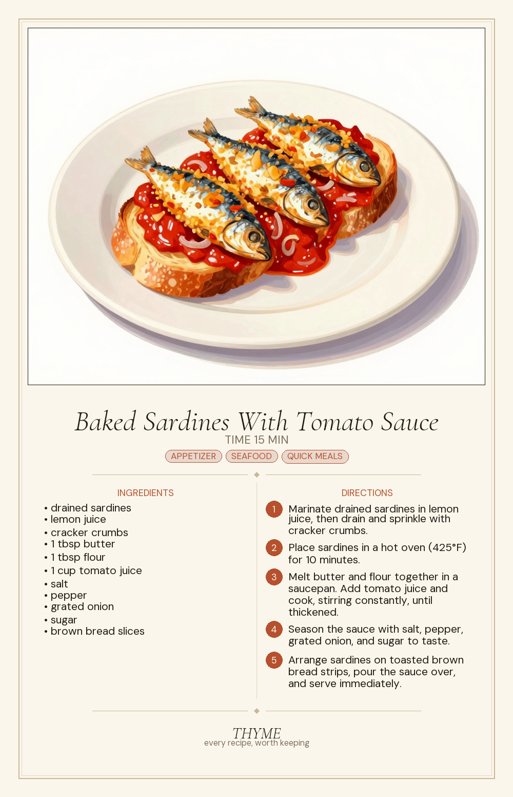 Baked Sardines With Tomato Sauce