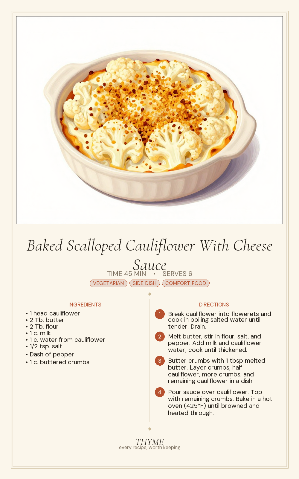 Baked Scalloped Cauliflower With Cheese Sauce