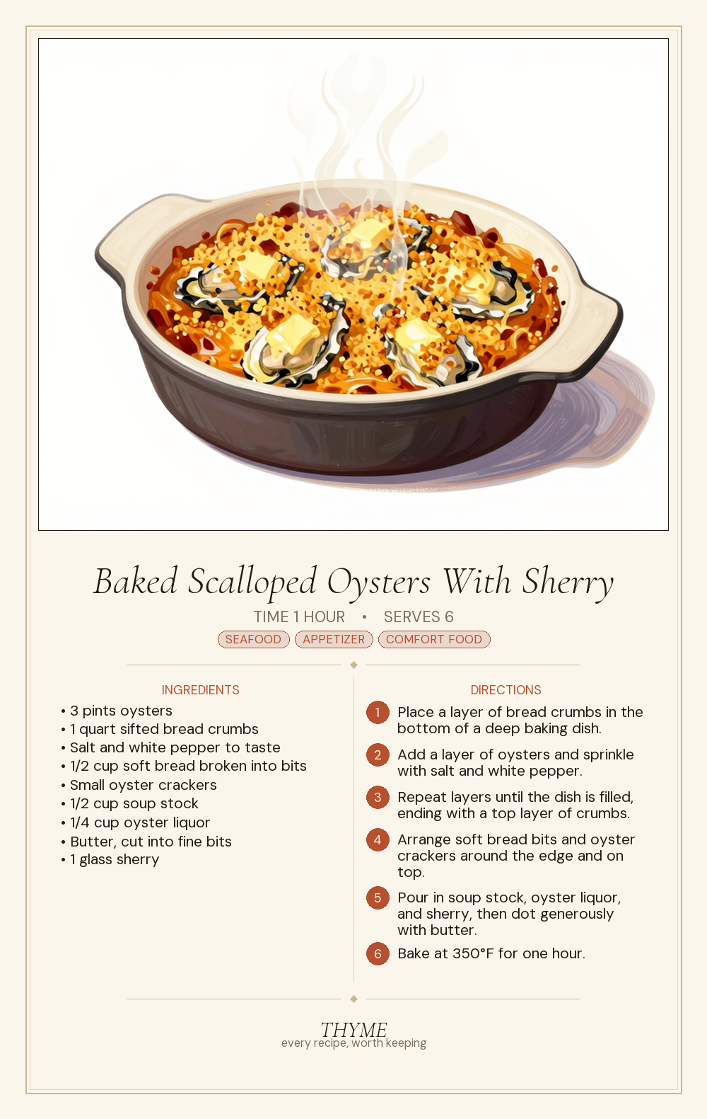 Baked Scalloped Oysters With Sherry