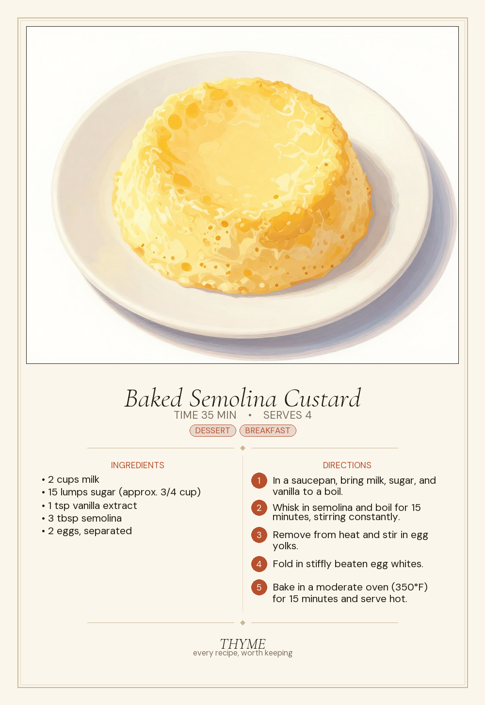 Baked Semolina Custard