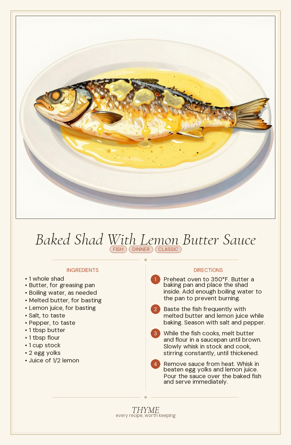 Baked Shad With Lemon Butter Sauce