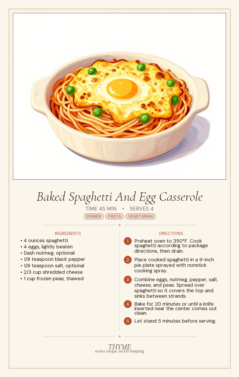 Baked Spaghetti And Egg Casserole