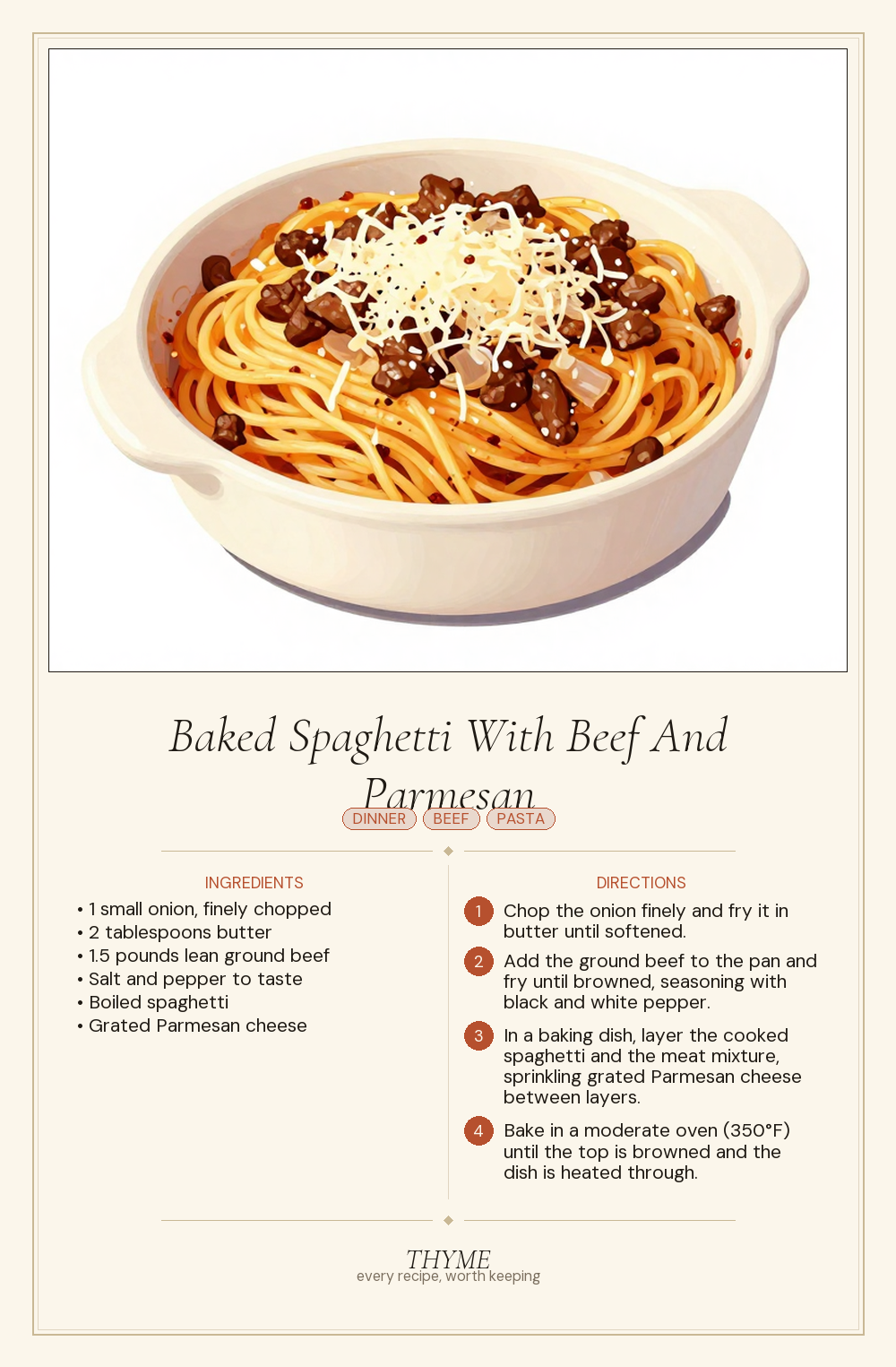Baked Spaghetti With Beef And Parmesan