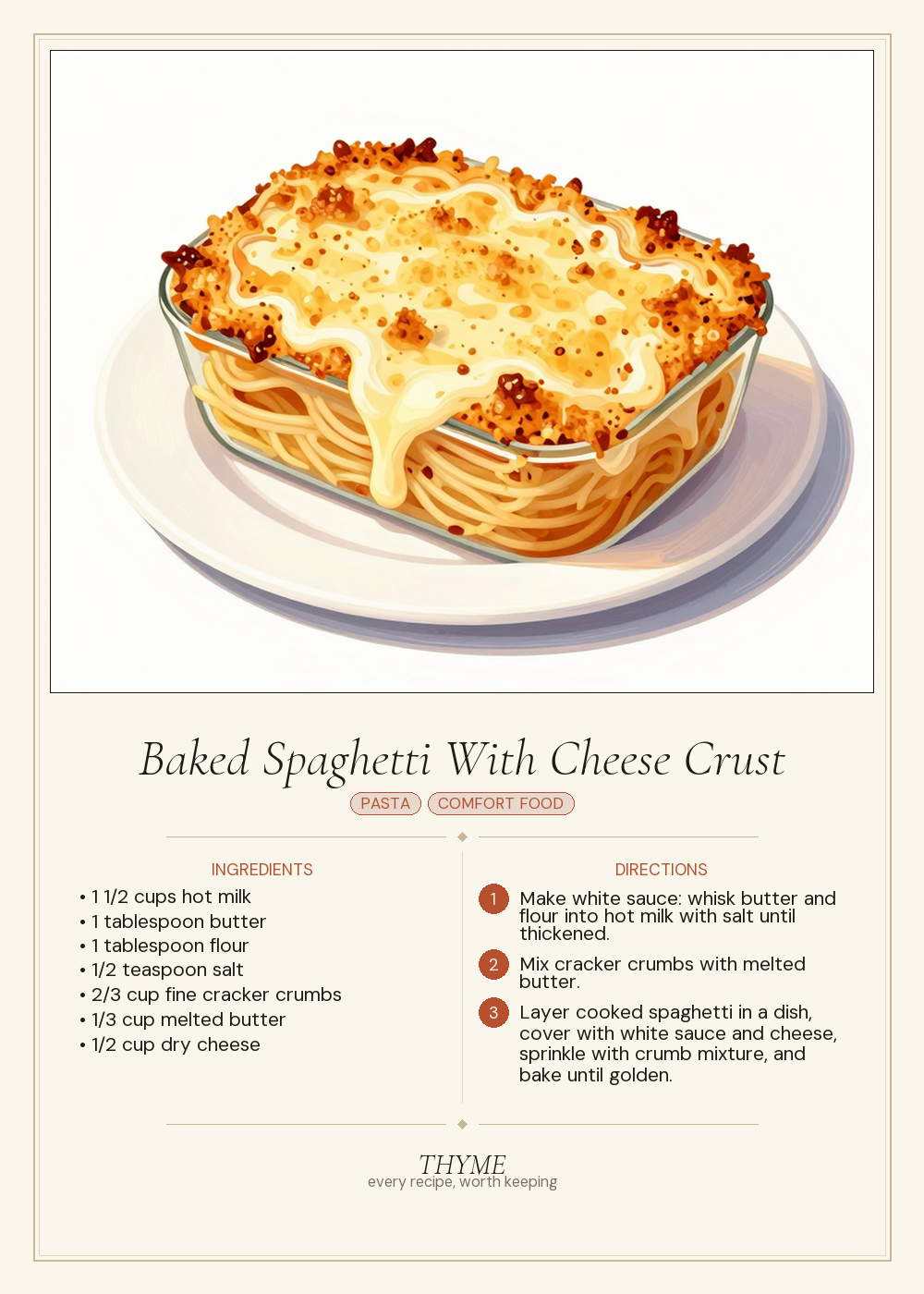 Baked Spaghetti With Cheese Crust