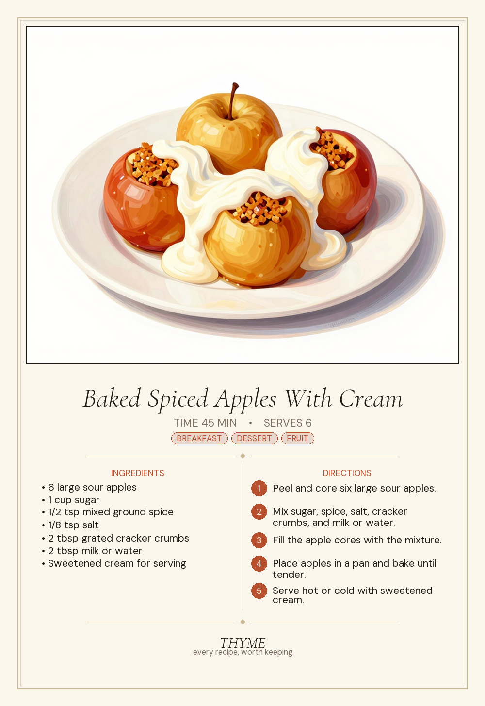 Baked Spiced Apples With Cream