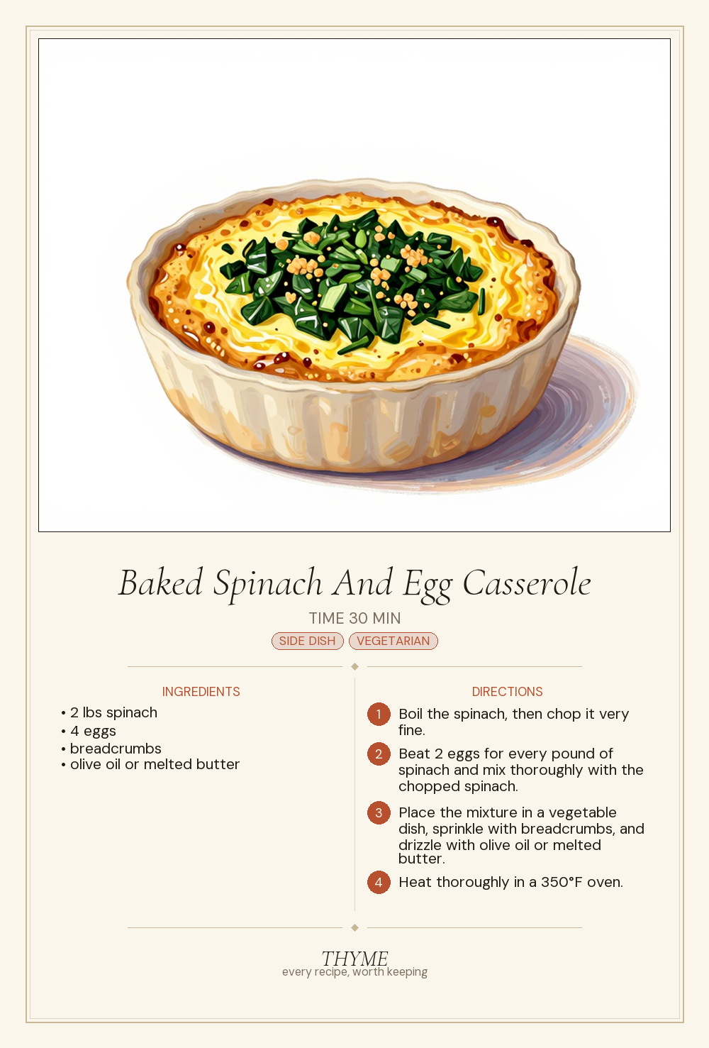 Baked Spinach And Egg Casserole