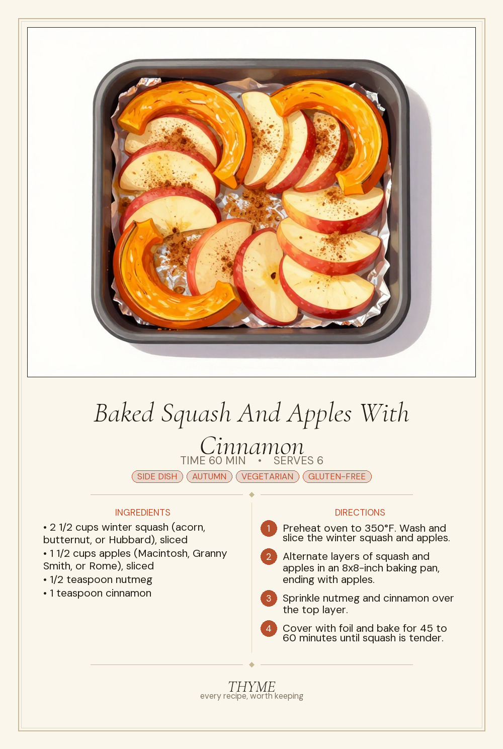 Baked Squash And Apples With Cinnamon
