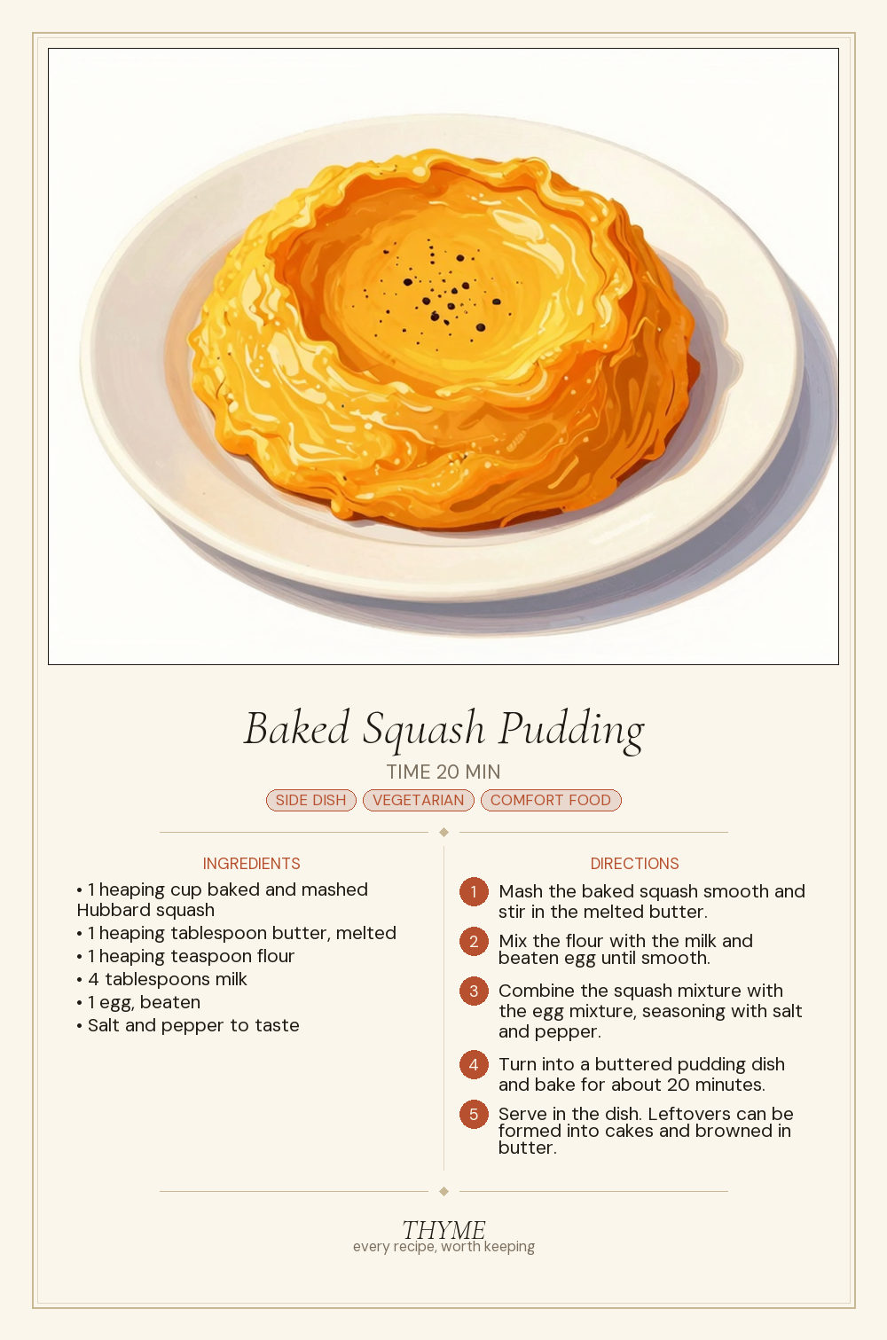 Baked Squash Pudding