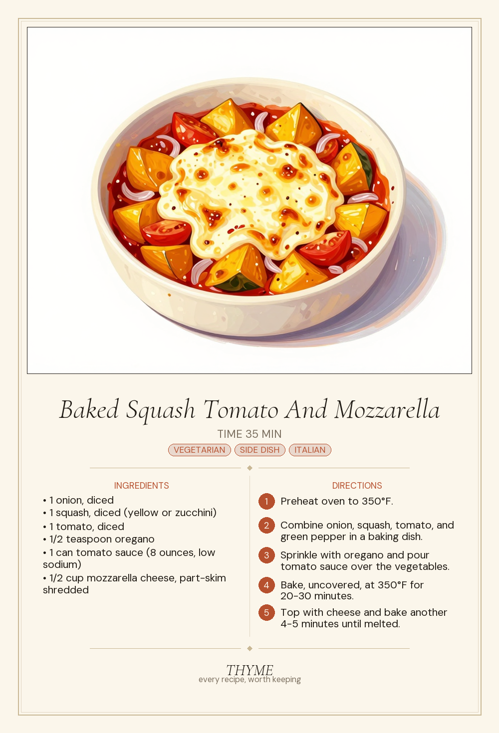 Baked Squash Tomato And Mozzarella