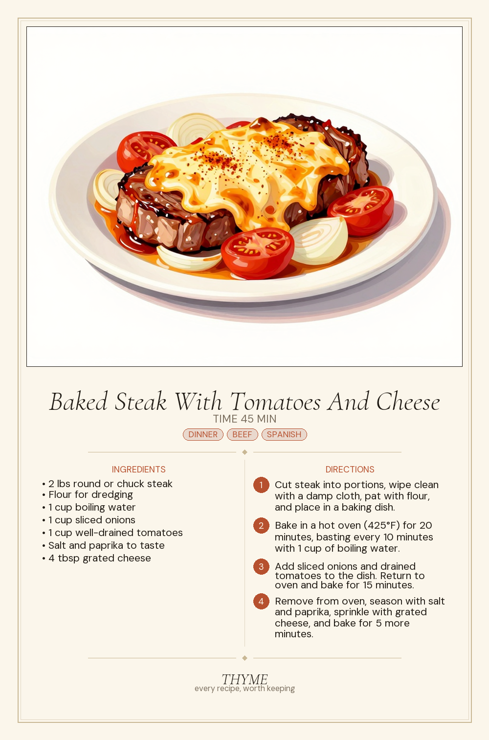 Baked Steak With Tomatoes And Cheese