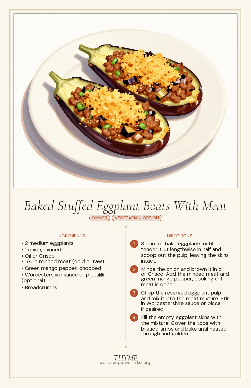 Baked Stuffed Eggplant Boats With Meat