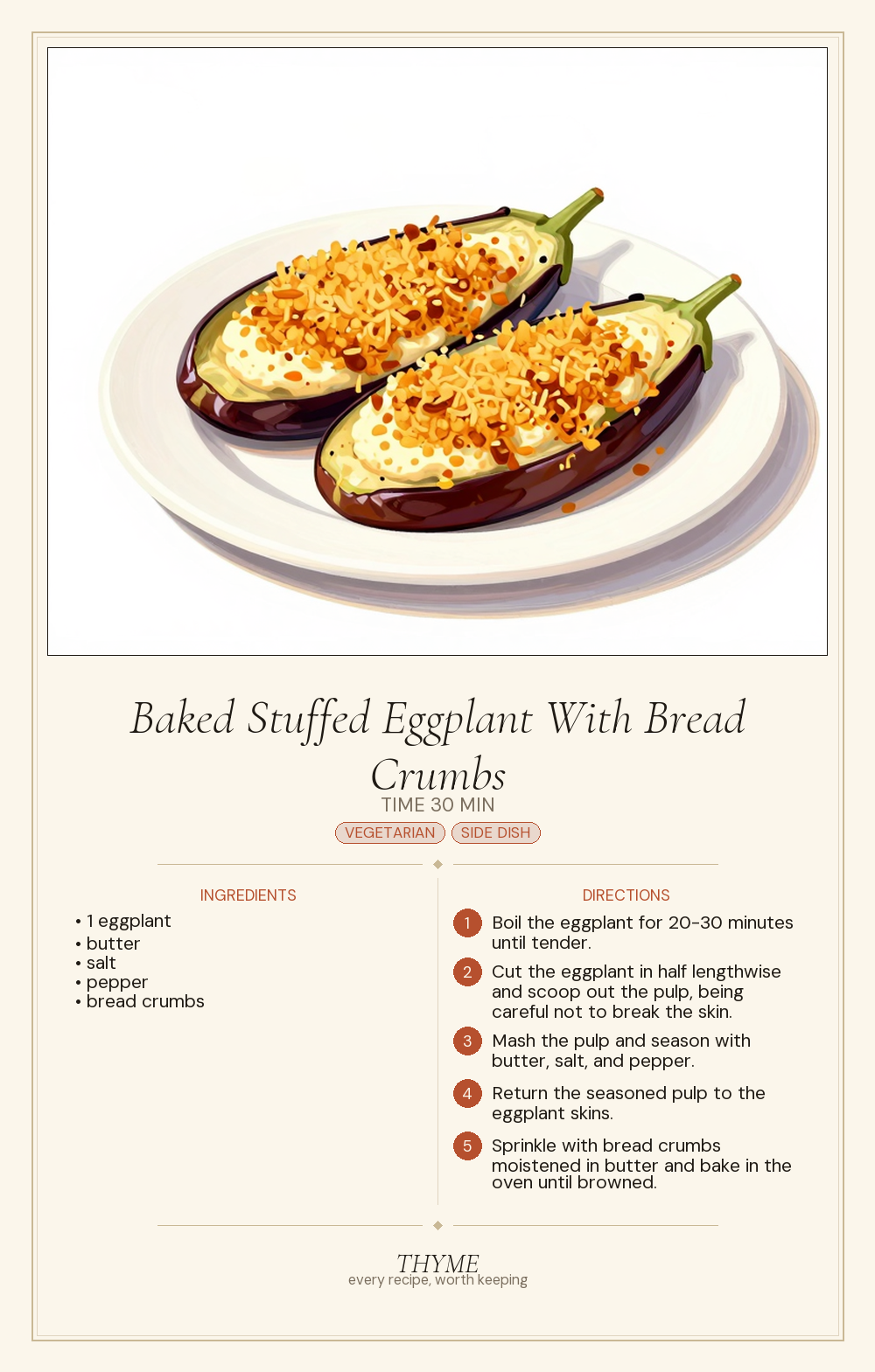 Baked Stuffed Eggplant With Bread Crumbs