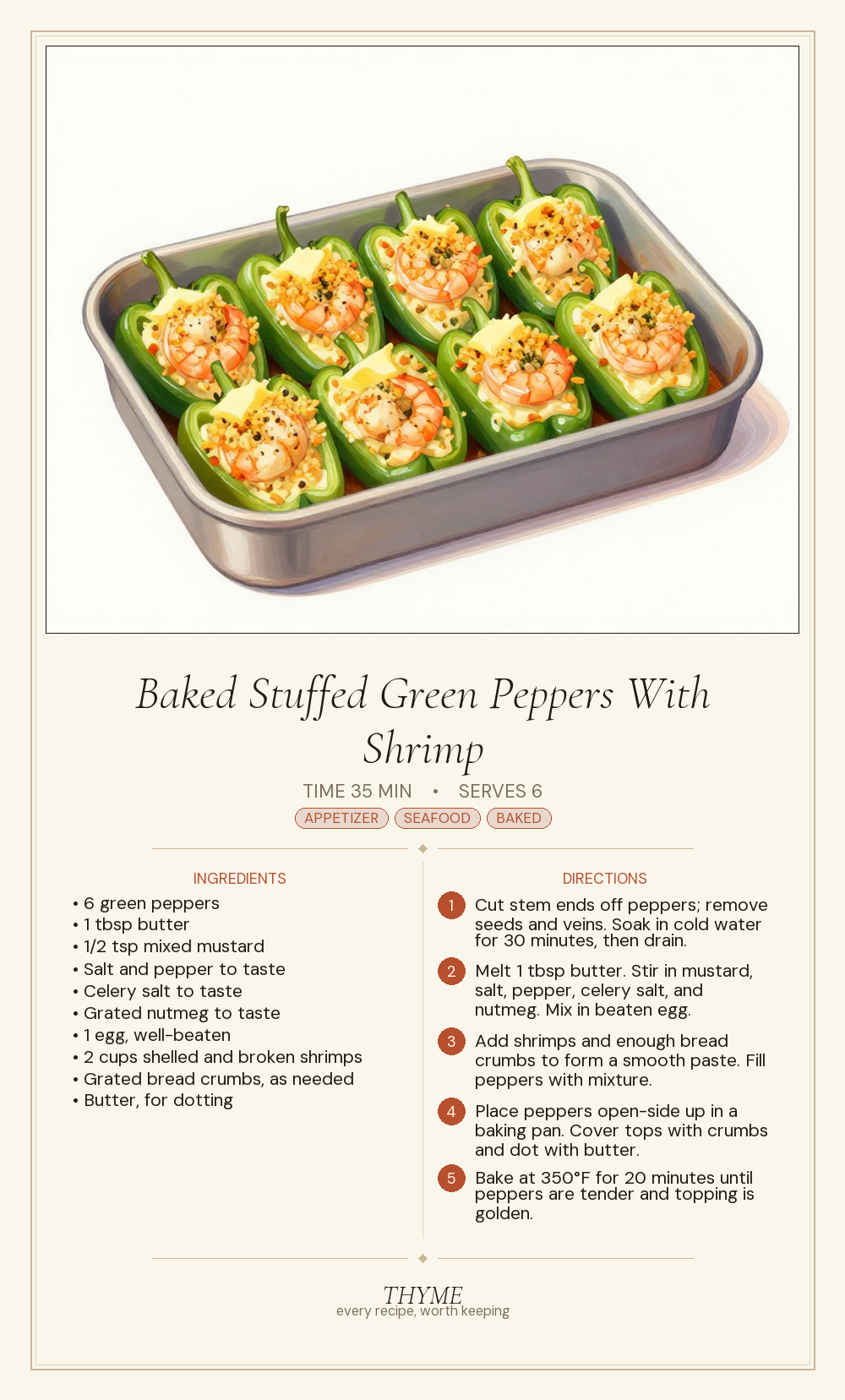 Baked Stuffed Green Peppers With Shrimp