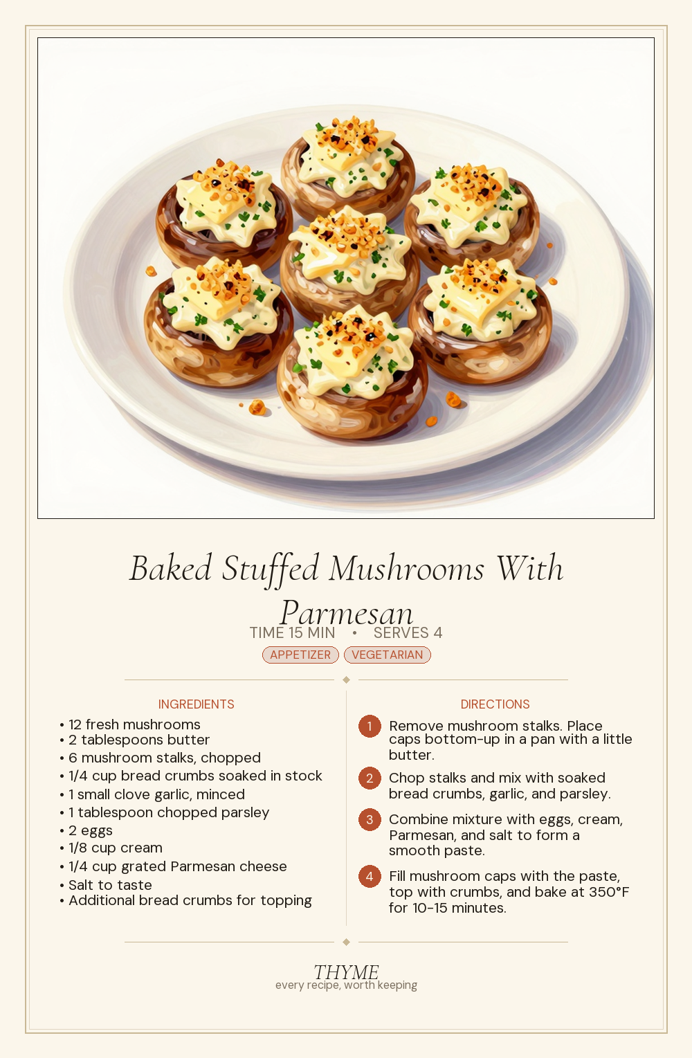 Baked Stuffed Mushrooms With Parmesan