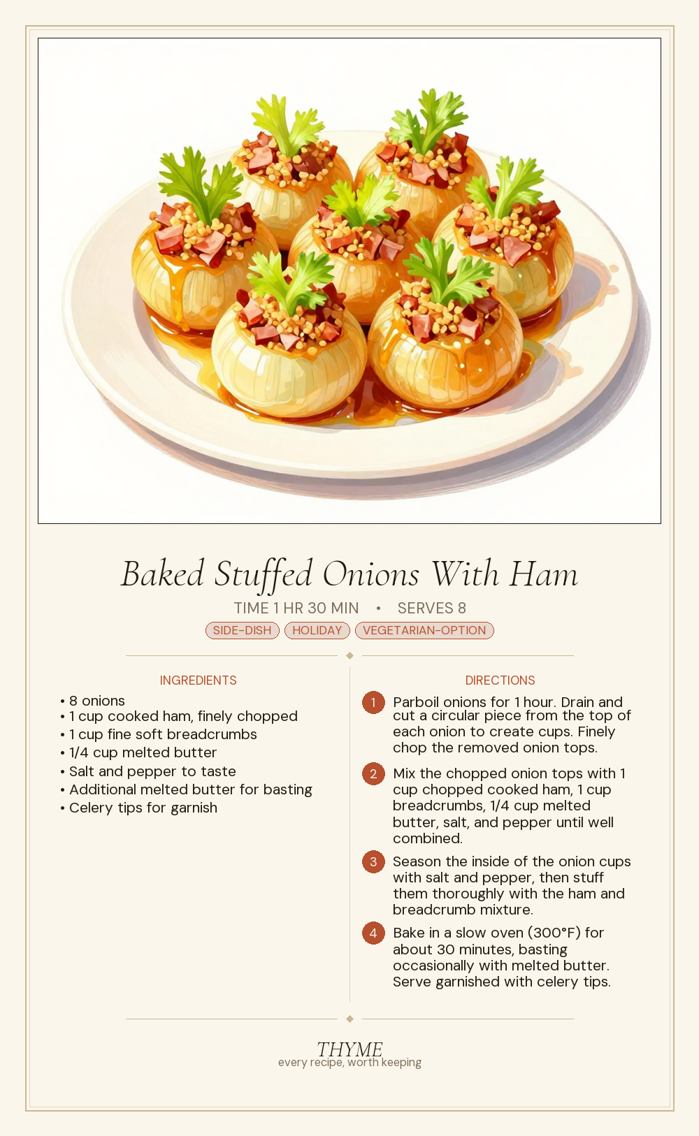 Baked Stuffed Onions With Ham