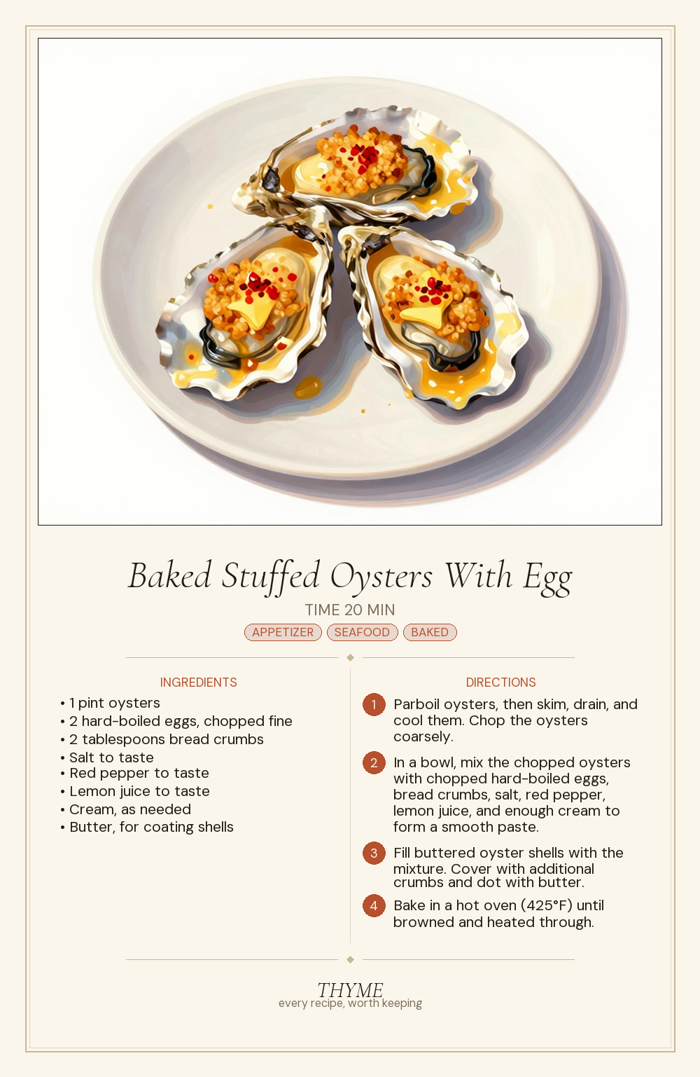 Baked Stuffed Oysters With Egg