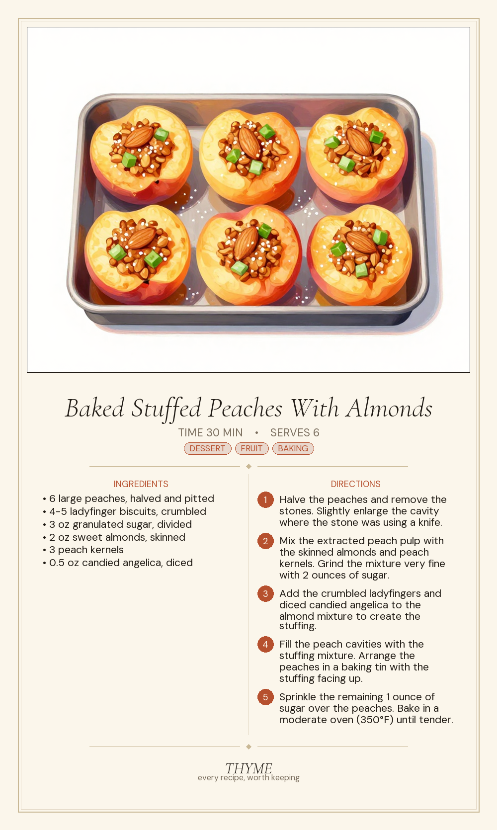 Baked Stuffed Peaches With Almonds