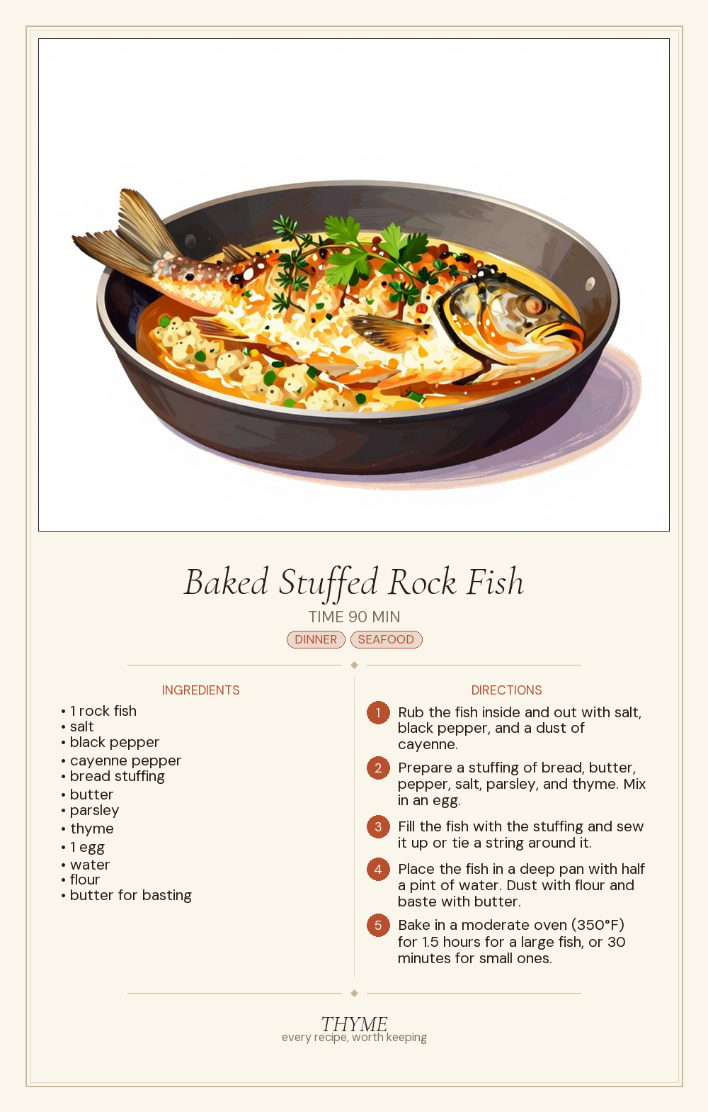 Baked Stuffed Rock Fish