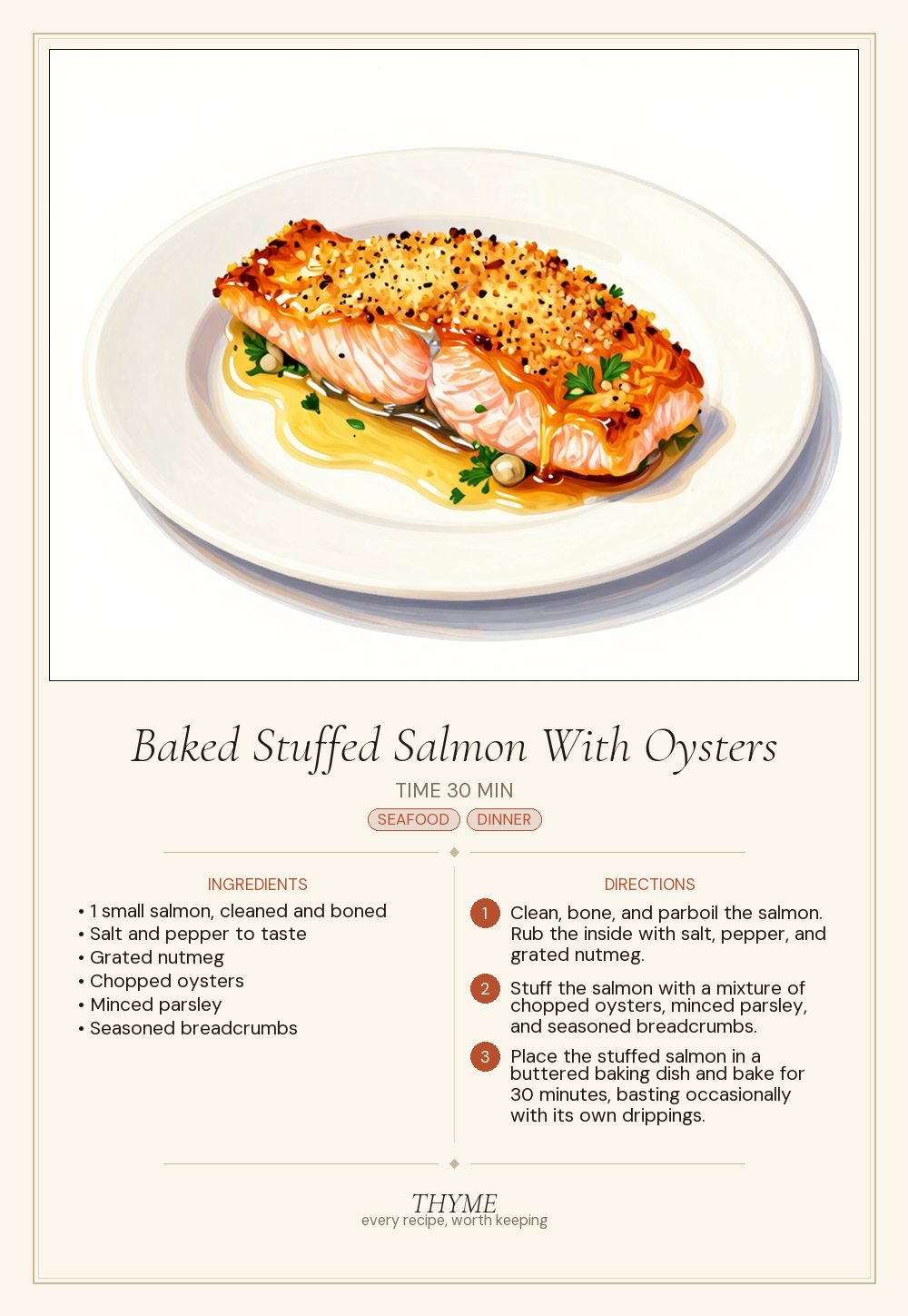 Baked Stuffed Salmon With Oysters