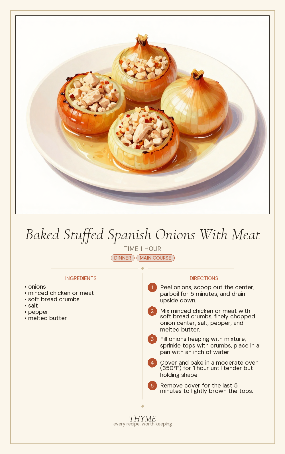 Baked Stuffed Spanish Onions With Meat