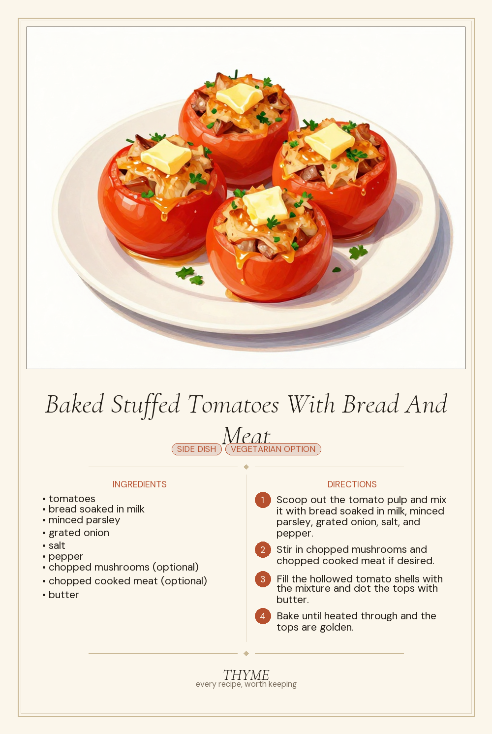 Baked Stuffed Tomatoes With Bread And Meat