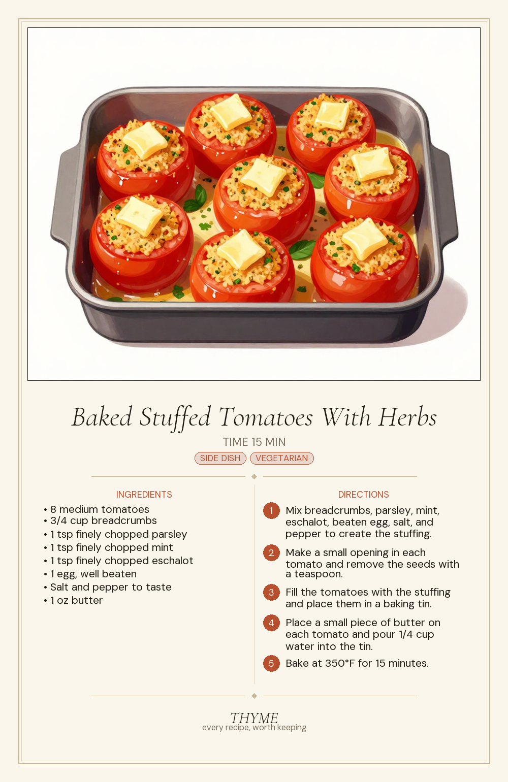 Baked Stuffed Tomatoes With Herbs