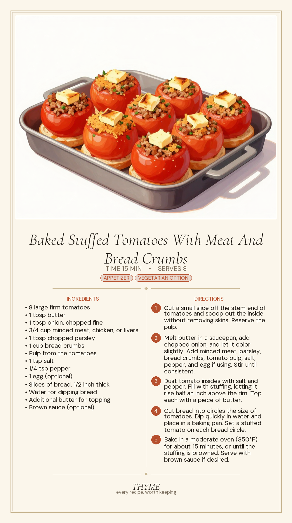 Baked Stuffed Tomatoes With Meat And Bread Crumbs