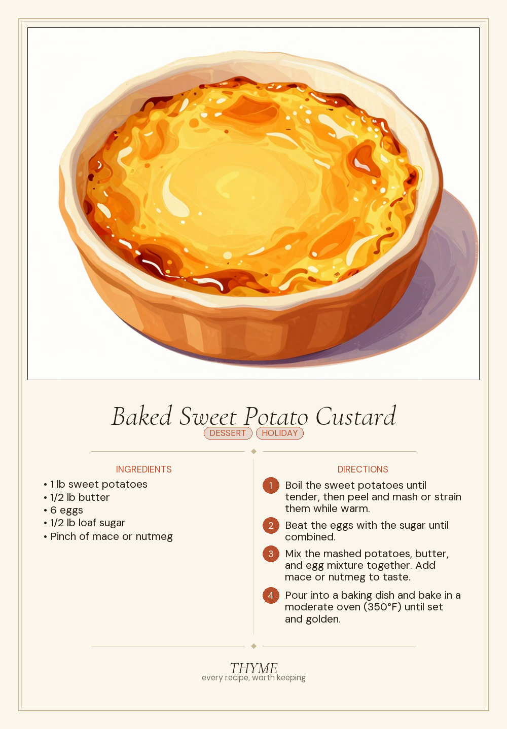 Baked Sweet Potato Custard