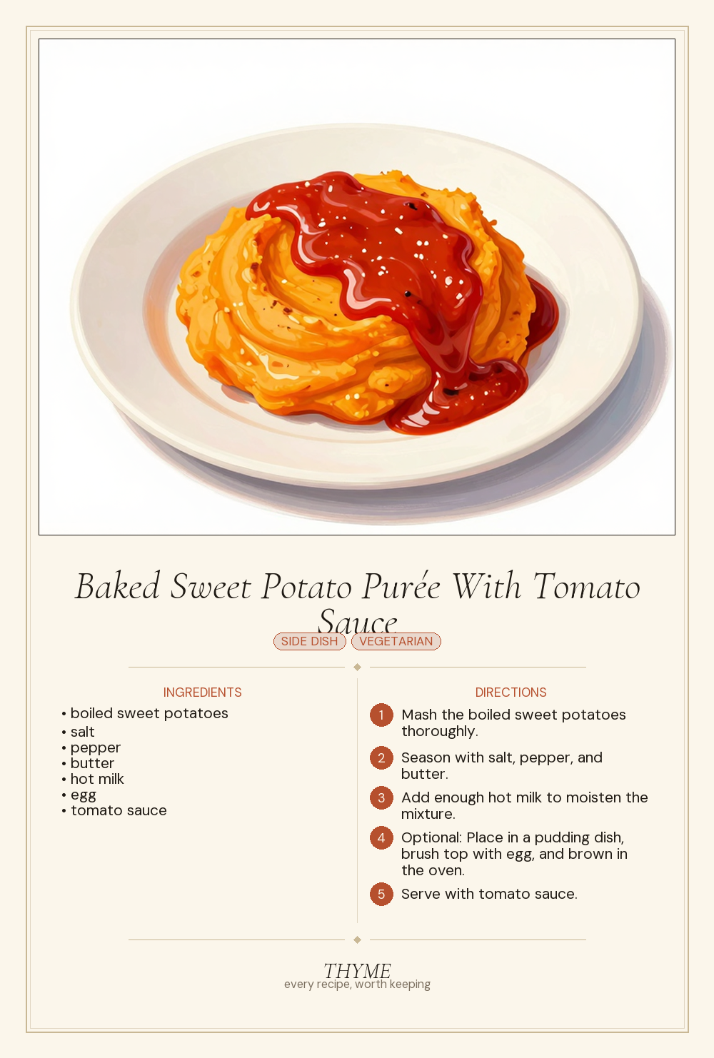 Baked Sweet Potato Purée With Tomato Sauce