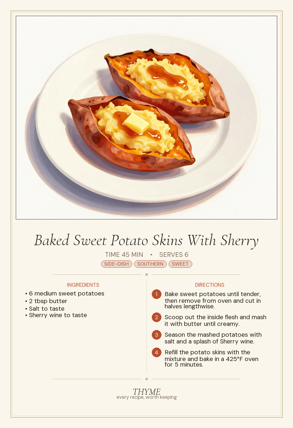 Baked Sweet Potato Skins With Sherry