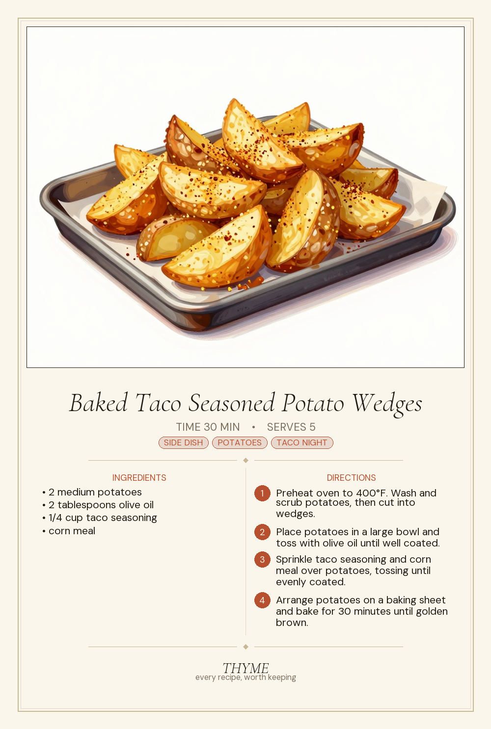 Baked Taco Seasoned Potato Wedges