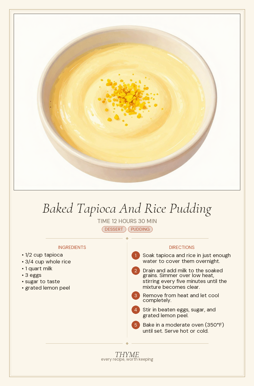 Baked Tapioca And Rice Pudding
