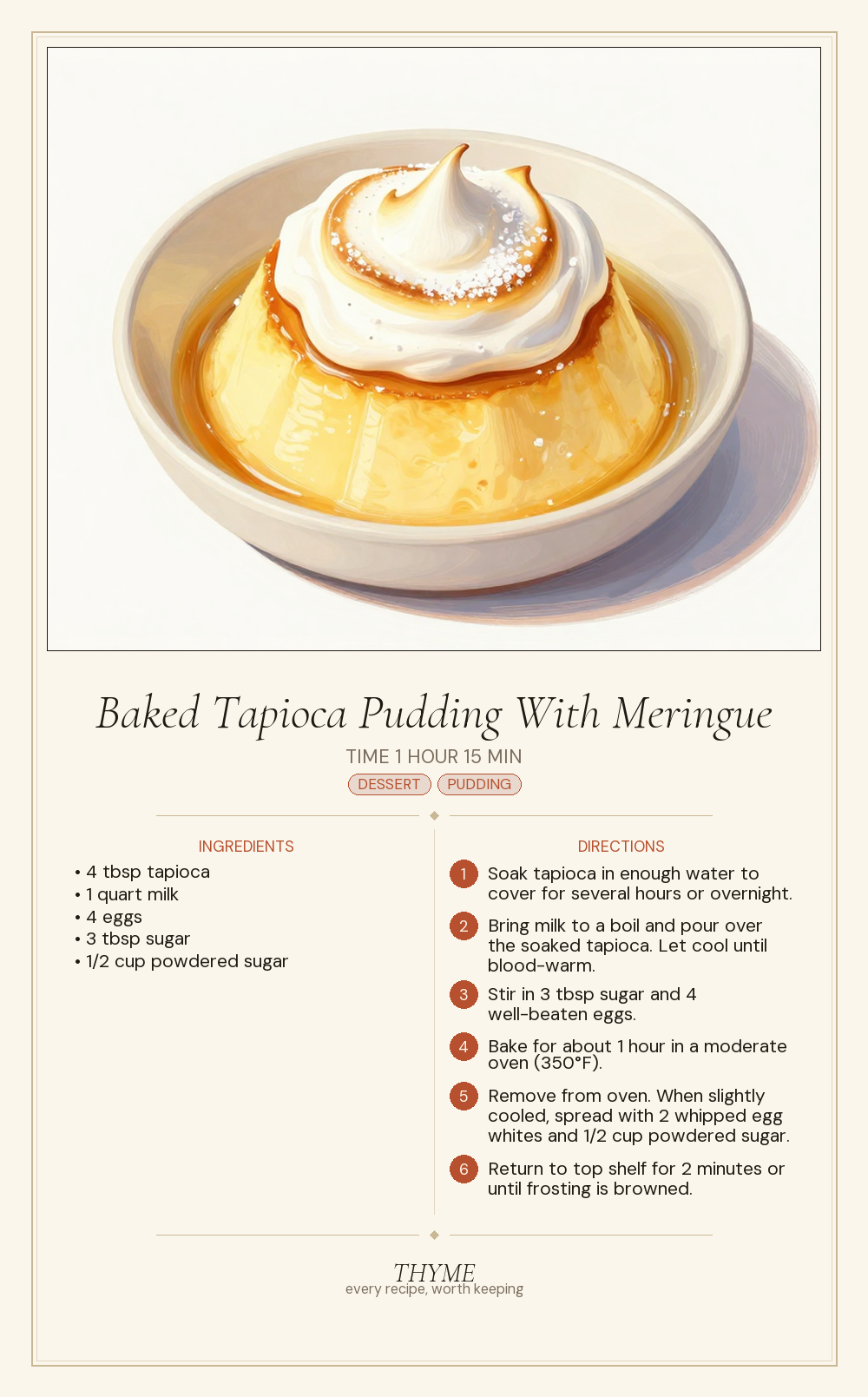 Baked Tapioca Pudding With Meringue