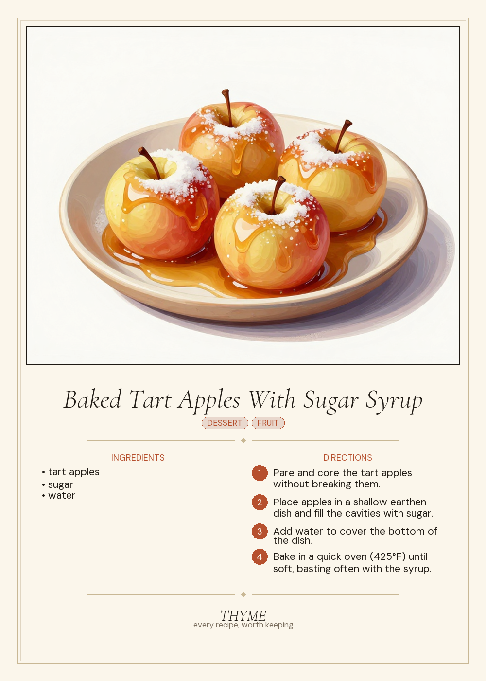 Baked Tart Apples With Sugar Syrup