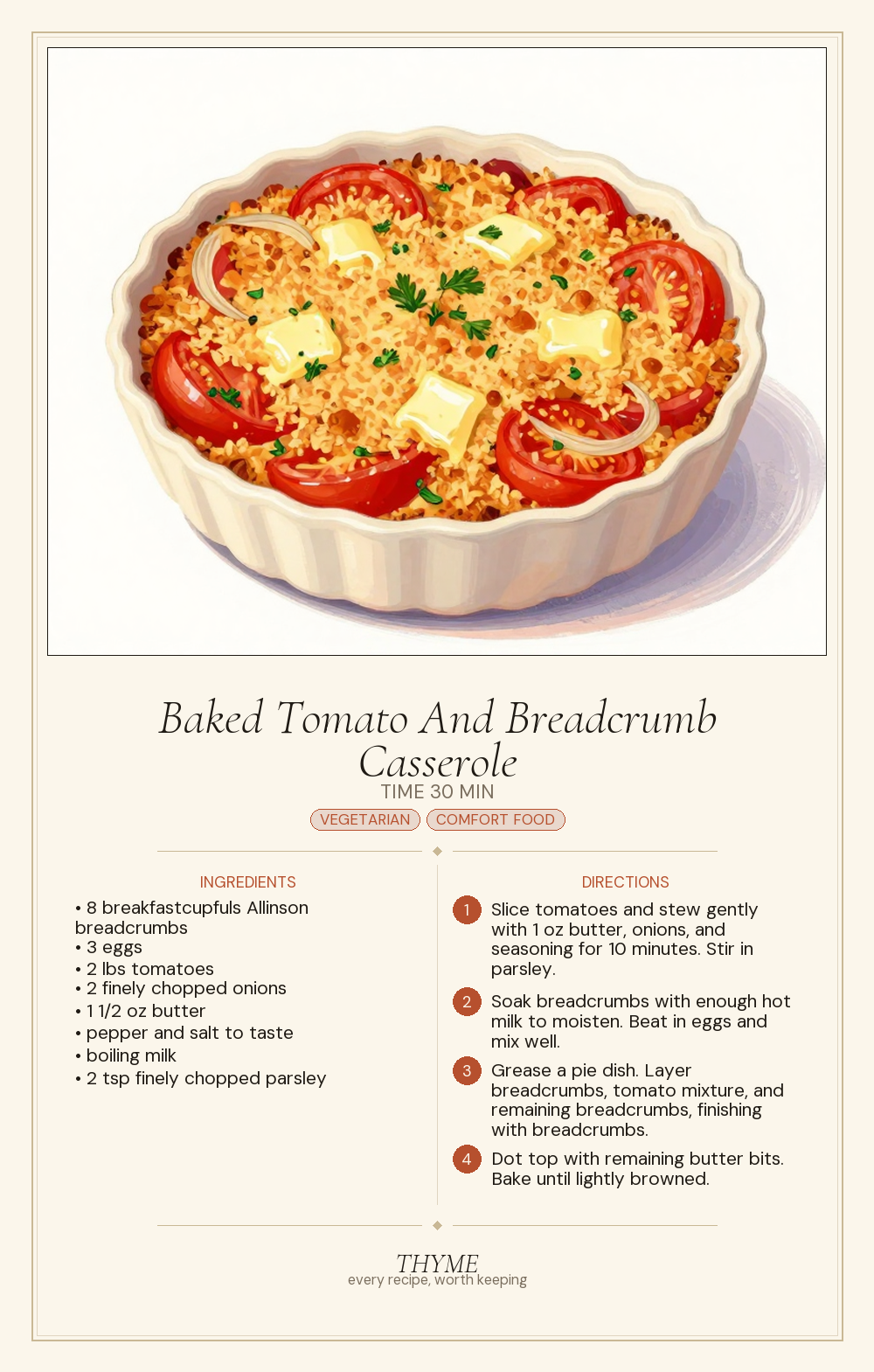 Baked Tomato And Breadcrumb Casserole