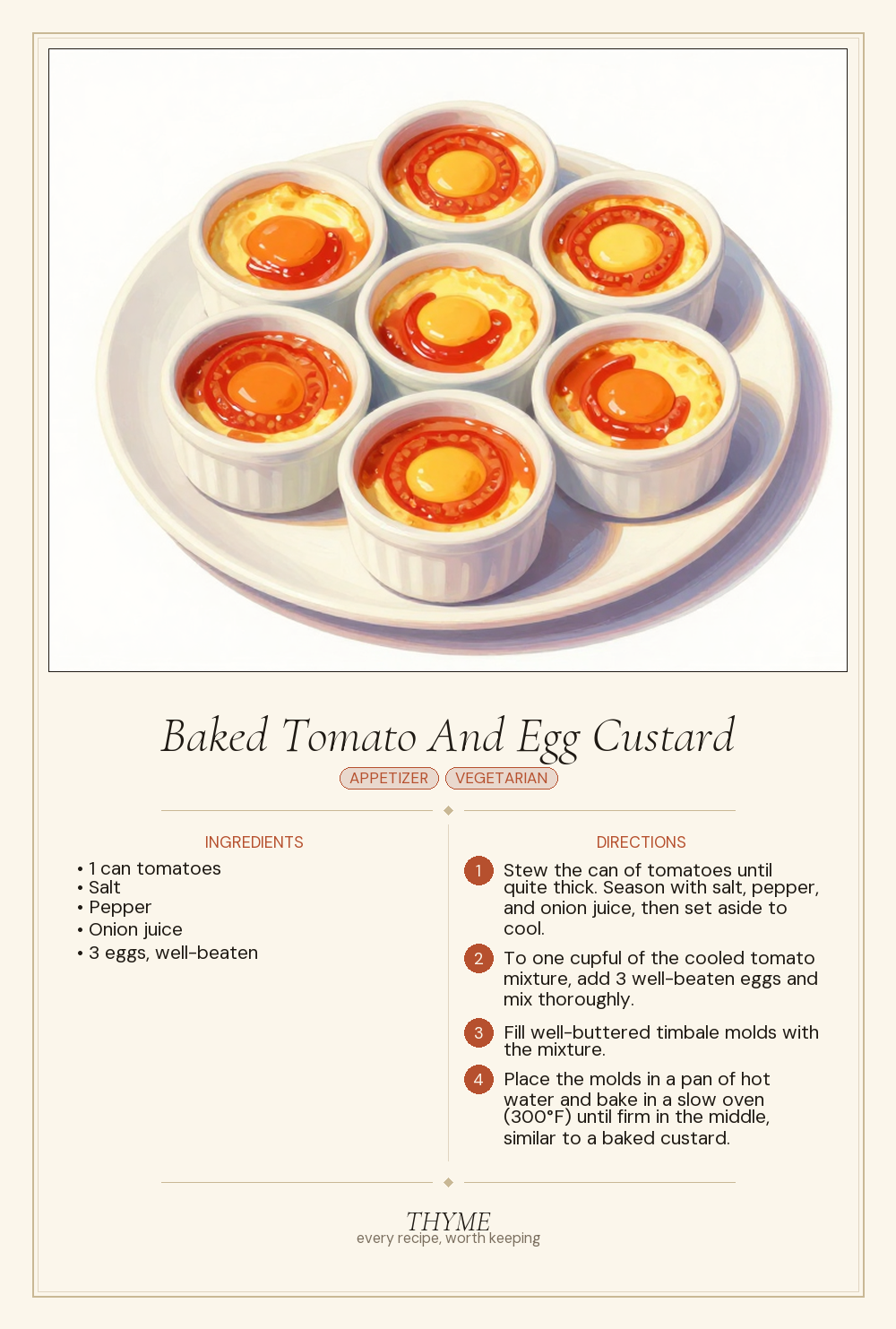Baked Tomato And Egg Custard