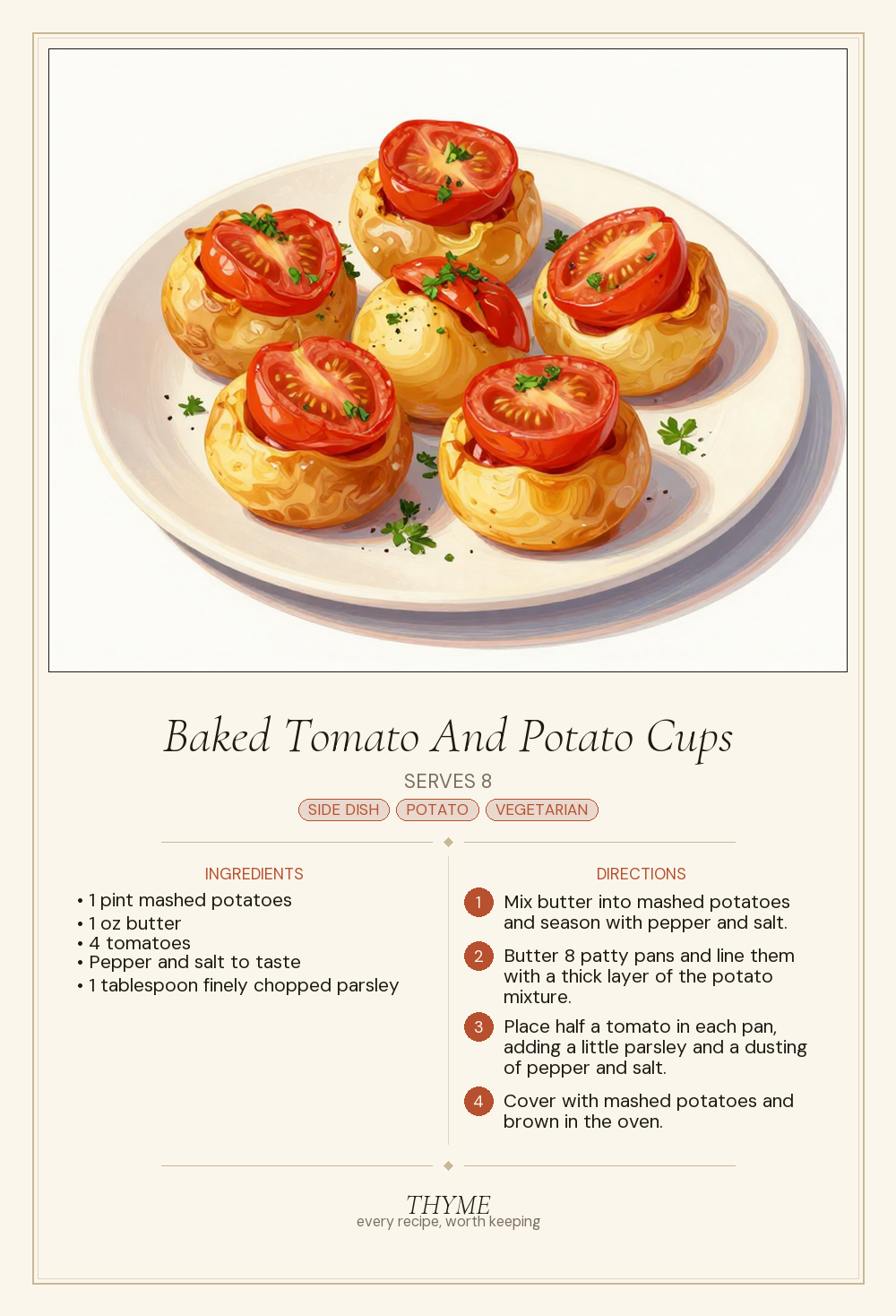 Baked Tomato And Potato Cups