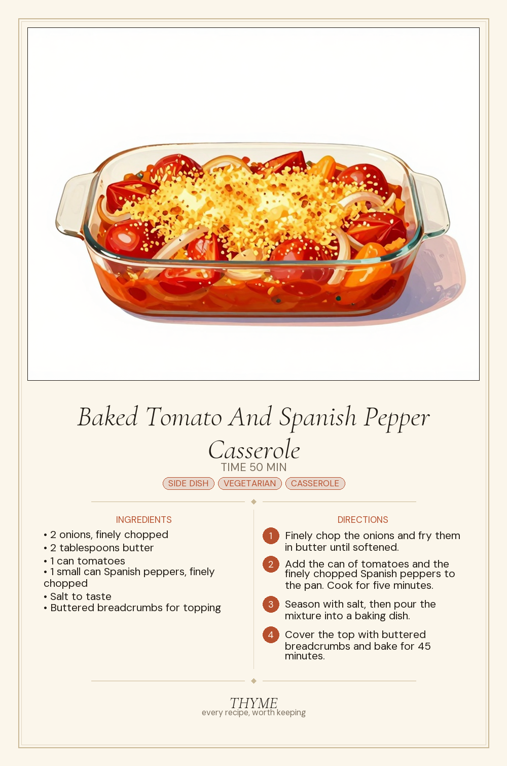 Baked Tomato And Spanish Pepper Casserole
