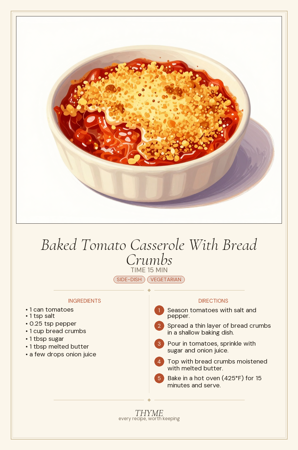 Baked Tomato Casserole With Bread Crumbs