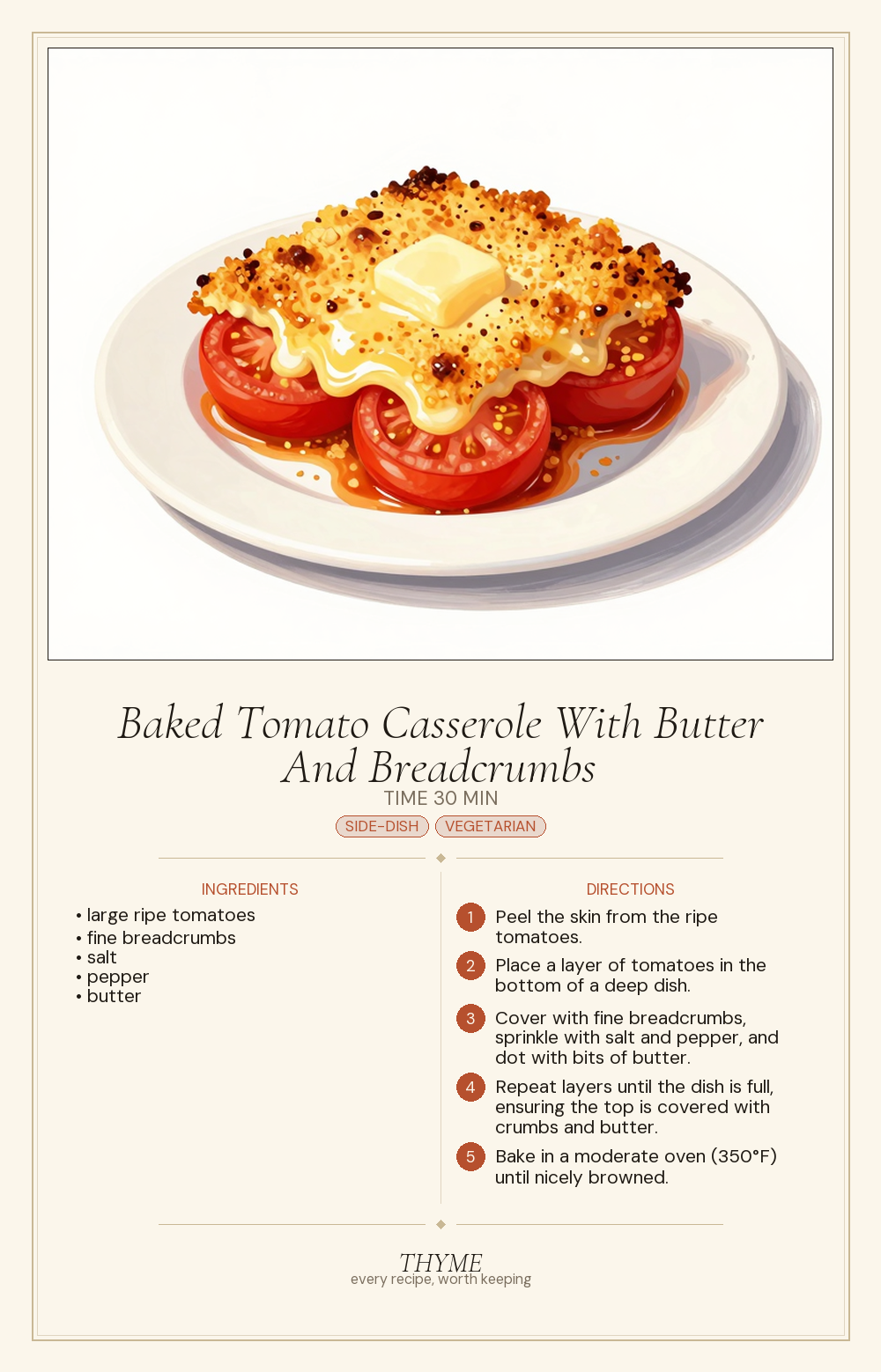 Baked Tomato Casserole With Butter And Breadcrumbs