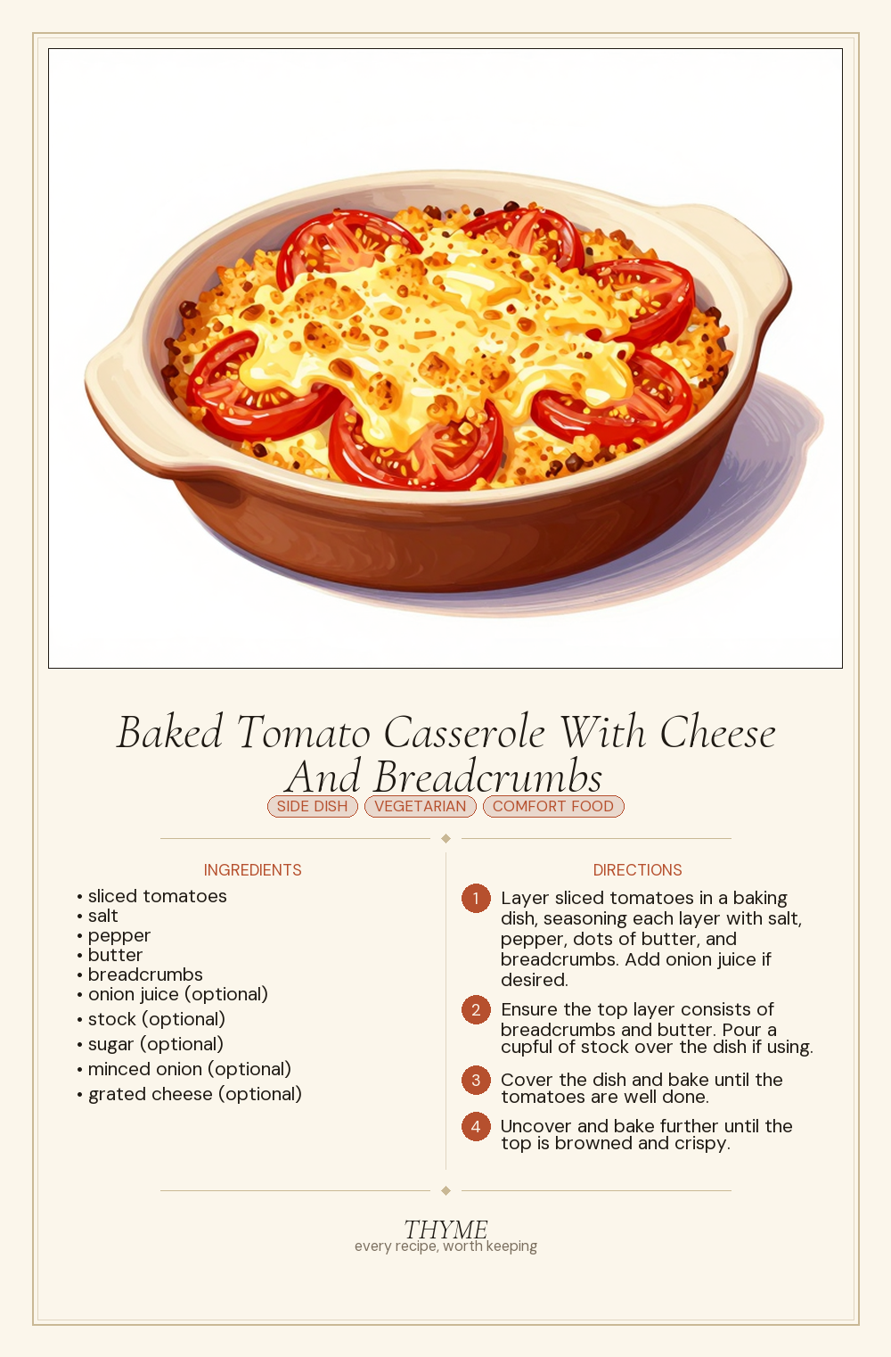 Baked Tomato Casserole With Cheese And Breadcrumbs